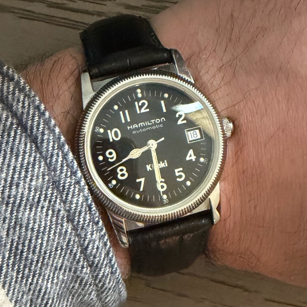 HAMILTON Khaki Automatic 8753 Men's Black Swiss Analog 35mm SS Not Original Box - Picture 4 of 16
